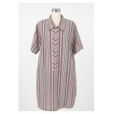 Skimma Blue & Coral Striped Zip-Front House Dress