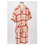 Skimma Red & White Plaid Shirt Dress Size L