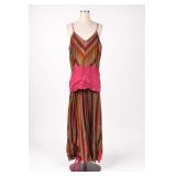 Pink & Brown Striped Wide-Leg Romper