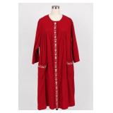 Red Embroidered Button-Front Robe