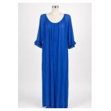 Sheer Cobalt Blue Ruffle-Sleeve Nightgown