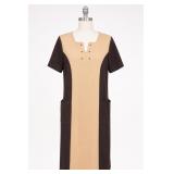 Hand Made Brown & Beige Colorblock Dress