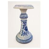 Blue-and-White Ceramic Pedestal Candle Holder