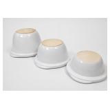 White Glazed Ceramic Nesting Bowls Heavy
