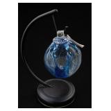 Blue Kitras Art-Glass Ball & Stand