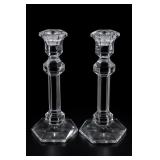 Val St Lambert Crystal Candlesticks