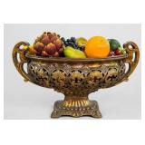 Bronze-Tone Handled Pedestal Compote