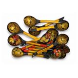 Hand-Painted Lacquer Floral Berry Spoons