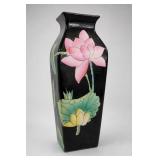 Black Lotus Floral Ceramic Vase