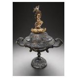 Vintage Bronze Figural Incense Burner / Lamp