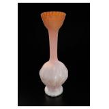 Antique Ribbed Pink Art Glass Satin Vase