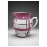 CZECHOSLOVAKIA Pink-And-White Geometric Pitcher