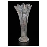 Large Swung Clear Glass Fluted Vase