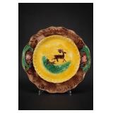 Antique Majolica Running Stag Plate