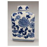 CHINA Blue-and-White Floral Ceramic Covered Jar