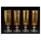 Amber Glass Stemmed Drinking Glasses