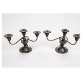 Matching Silverplate Three-Light Candelabra