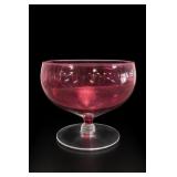 Cranberry Glass Footed Bowl