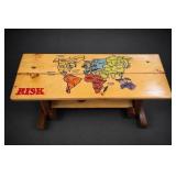 Wooden RISK World Map Game Table Bench