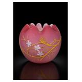 Decorative Pink Webb Glass Satin Rose Bowl
