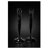 Black Glass Candlestick Holders