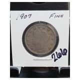 1907 Barber Dime, Fine, Silver