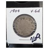 1909 Liberty Head V Nickel, Very Good