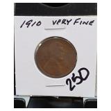 1910 U.S. One-Cent Coin, Very Fine