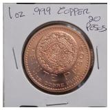 20 Pesos Design .999 Copper Round