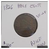 1826 Half Cent VF-XF