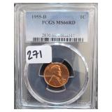 1955-D Lincoln Wheat Cent, MS66RD