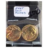 24K Gold-Plated Buffalo Nickel Pair