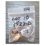 Lot of 10 1927-D Wheat Cents