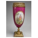Antique Sevres Pink Porcelain Ormolu Mantle Urn