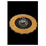 Vintage Gold Encrusted Glass Etched Tidbit Tray