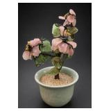 Glass Floral Sculpture In Ceramic Planter