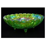 Indiana Glass Green Carnival Harvest Grape Bowl