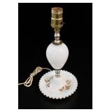 Painted Floral Milk Glass Table Lamp