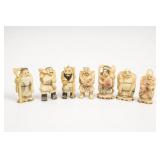 Carved Japanese Figurines Group