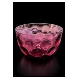 Pink Bubble Relief Cranberry Glass Bowl