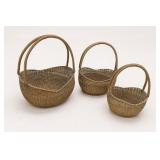 Woven Solid Brass Handled Basket Trio, 9.4 Lbs