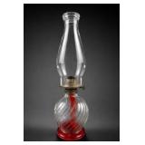 Red Swirl Glass Oil Lamp