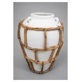 Ceramic Planter With Wicker Surround