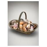 Decorative Brass Basket With Seashells