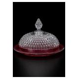 Indiana Glass Diamond Point Ruby Flash Butter