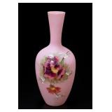 Victorian Pink Bristol Opaline Floral Glass Vase