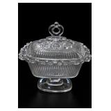 Indiana Glass Lace Edge Covered Candy Dish
