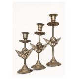 Brass Cherub Candlestick Holders