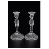 Vintage Tiara Sandwich Clear Glass Candlesticks 7