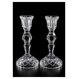 Pair Vintage Wara German Cut Crystal Candlesticks